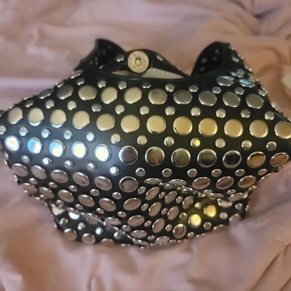 Neiman Marcus Studded Y2K Rivet Hobo Bucket Purse - Picture 5 of 8